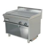 Grill dublu electric cu suprafata cromata lisa si suport
