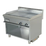 Grill electric cu suprafata cromata lisa si striata pe suport
